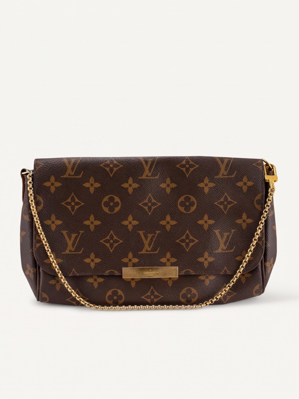 Louis Vuitton FAVOURITE Monogram Canvas Shoulder Bag MM with Gold Chain